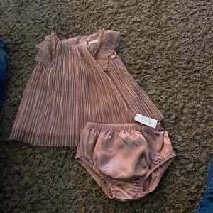 Cat and Jack rose gold infant dress and diaper cover